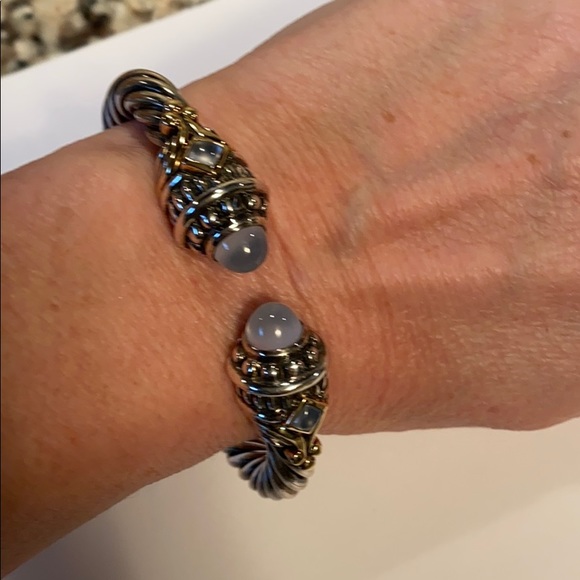 Sterling Silver Chalcedony Cuff Bangle - Picture 6 of 9